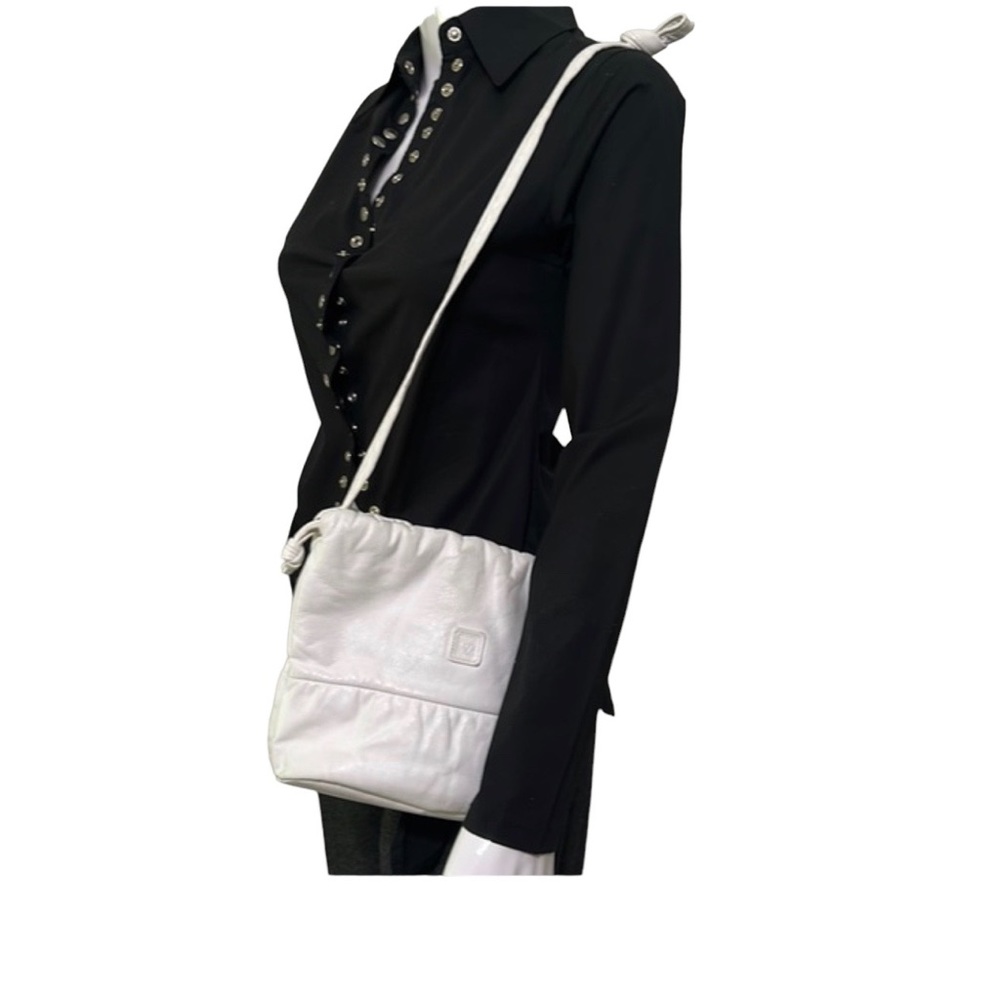 SOLD—-ANNE KLIEN for Calderon vintage white leather shoulder handbag, GUC